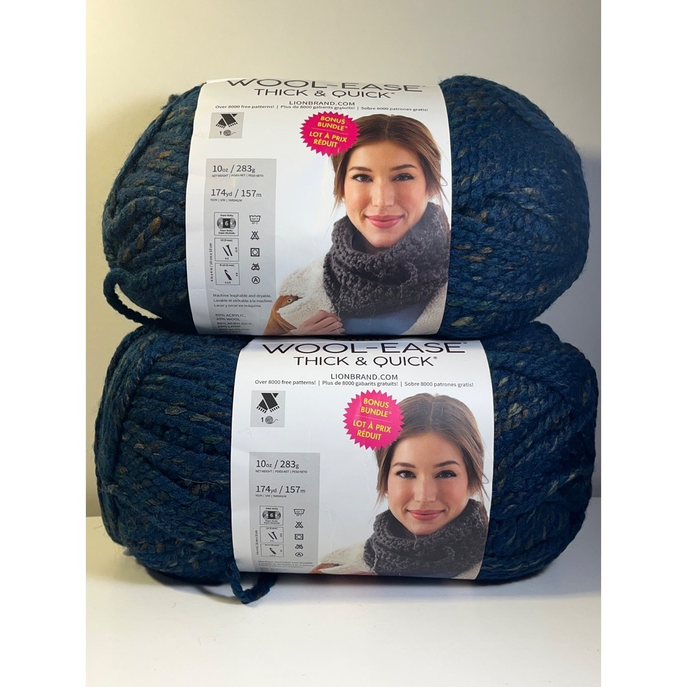 Lion Brand Wool-Ease Thick & Quick #6 Super Bulky Acrylic/Wool Yarn FrostySpruce